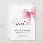 結び目ピンクの弓ブライダルシャワー 招待状 (正面)