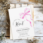 結び目ピンクの弓ブライダルシャワー 招待状