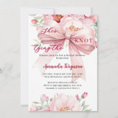 結び目ピンクの弓花模様ブライダルシャワー 招待状 (正面)