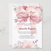 結び目ピンクの弓花模様ブライダルシャワー 招待状 (正面)