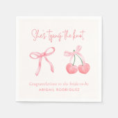 結び目ピンクコケットブライダルシャワー スタンダードカクテルナプキン (正面)