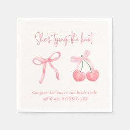 結び目ピンクコケットブライダルシャワー スタンダードカクテルナプキン