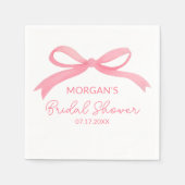 結び目ピンクブライダルシャワー スタンダードカクテルナプキン (正面)