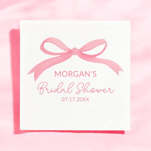 結び目ピンクブライダルシャワー スタンダードカクテルナプキン