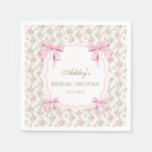 結び目ピンクボウフローラブライダルシャワー スタンダードカクテルナプキン (正面)