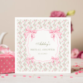 結び目ピンクボウフローラブライダルシャワー スタンダードカクテルナプキン