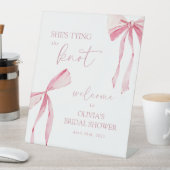 結び目ピンクボウブライダルシャワーへようこそ 台座サイン (インサイチュ)