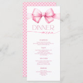 結び目ピンクボウブライダルシャワーディナー メニュー (正面/裏面)