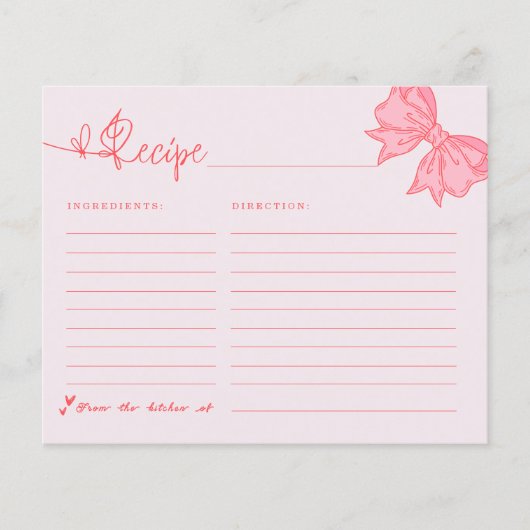 結び目ピンクボウブライダルシャワーレシピ (正面)