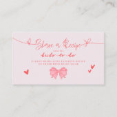 結び目ピンクボウブライダルシャワーレシピ エンクロージャーカード (正面)