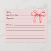 結び目ピンクボウブライダルシャワーレシピ エンクロージャーカード (正面)