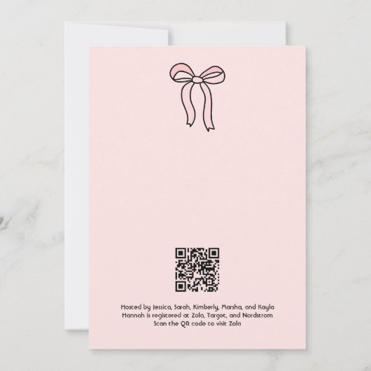 結び目ピンクボウブライダルシャワー招待状 招待状 (裏面)