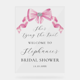 結び目ピンクボウブライダルシャワー アクリルサイン