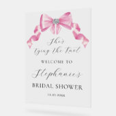 結び目ピンクボウブライダルシャワー アクリルサイン (傾斜)