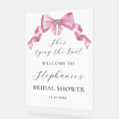 結び目ピンクボウブライダルシャワー アクリルサイン (傾斜)