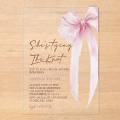 結び目ピンクボウブライダルシャワー アクリル招待状 (正面)