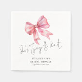 結び目ピンクボウブライダルシャワー スタンダードカクテルナプキン (正面)