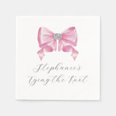 結び目ピンクボウブライダルシャワー スタンダードカクテルナプキン (正面)
