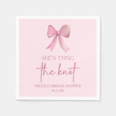 結び目ピンクボウブライダルシャワー スタンダードカクテルナプキン (正面)