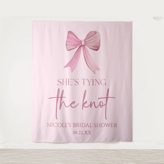 結び目ピンクボウブライダルシャワー タペストリー (正面)
