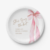 結び目ピンクボウブライダルシャワー ペーパープレート (正面)