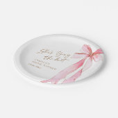 結び目ピンクボウブライダルシャワー ペーパープレート (アングル)