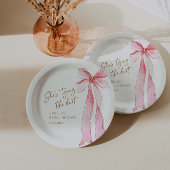 結び目ピンクボウブライダルシャワー ペーパープレート
