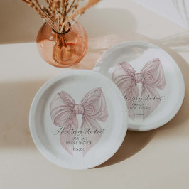 結び目ピンクボウブライダルシャワー ペーパープレート
