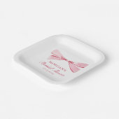 結び目ピンクボウブライダルシャワー ペーパープレート (傾斜あり)