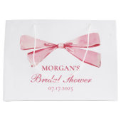 結び目ピンクボウブライダルシャワー ラージペーパーバッグ (正面)