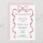 結び目ピンクボウブライダルシャワー 招待状 (正面/裏面)