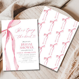 結び目ピンクボウブライダルシャワー 招待状