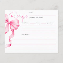 結び目ピンクボウブライダルレシピカード