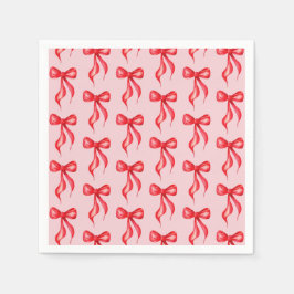 結び目ピンクレッドボウブライダルシャワー スタンダードカクテルナプキン