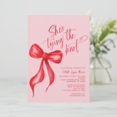 結び目ピンクレッドボウブライダルシャワー 招待状 (スタンド正面)