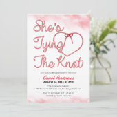 結び目ピンクロープハートブライダルシャワー 招待状 (スタンド正面)