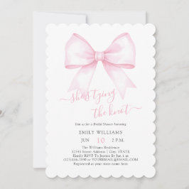 結び目ピンク赤面弓ブライダルシャワー 招待状