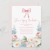 結び目フローラ弓ブライダルシャワー 招待状 (正面/裏面)