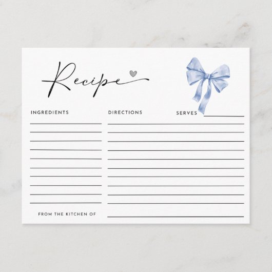結び目ブライダルシャワーレシピ エンクロージャーカード (正面)
