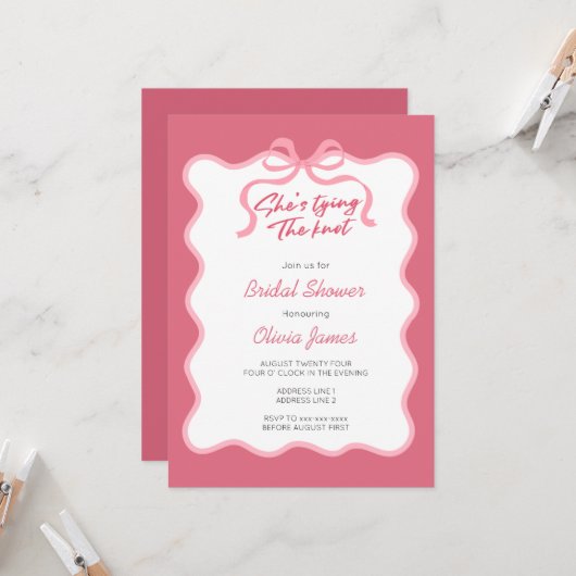 結び目ブライダルシャワー 招待状 (正面/裏面インサイチュ)