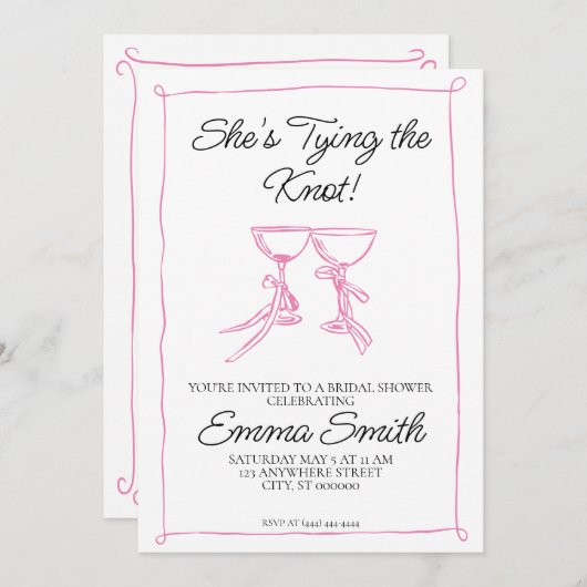 結び目ブライダルシャワー 招待状 (正面/裏面)