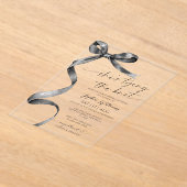 結び目ブラックボウブライダルシャワー アクリル招待状 (レイダウン)