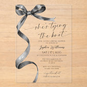 結び目ブラックボウブライダルシャワー アクリル招待状 (正面)