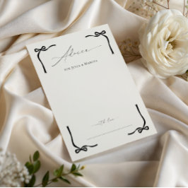 結び目ブラックボウブライダルシャワー アドバイスカード