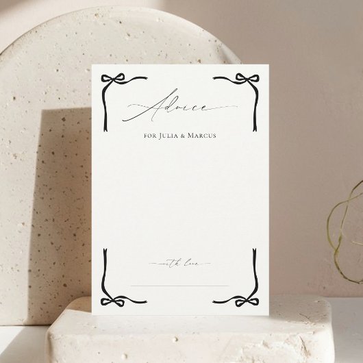 結び目ブラックボウブライダルシャワー アドバイスカード