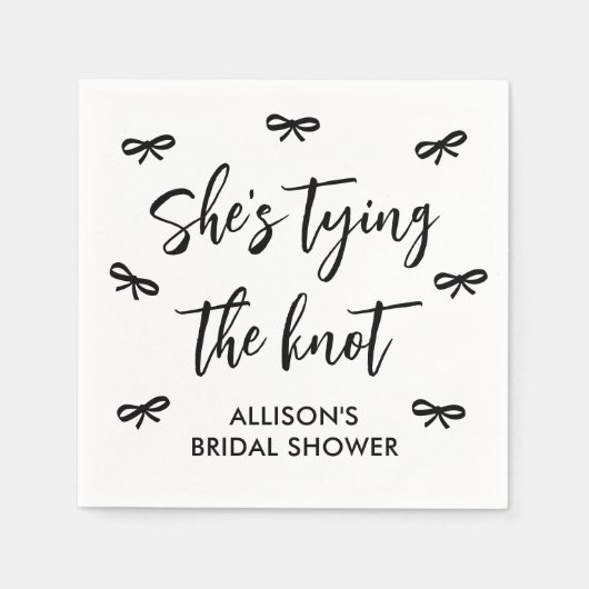 結び目ブラックボウブライダルシャワー スタンダードカクテルナプキン (正面)