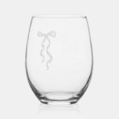 結び目ブラックボウブライダルシャワー ステムなしワイングラス (裏面)