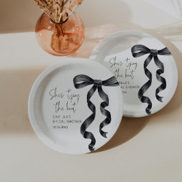 結び目ブラックボウブライダルシャワー ペーパープレート