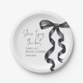 結び目ブラックボウブライダルシャワー ペーパープレート (正面)