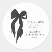 結び目ブラックボウブライダルシャワー ラウンドシール (正面)